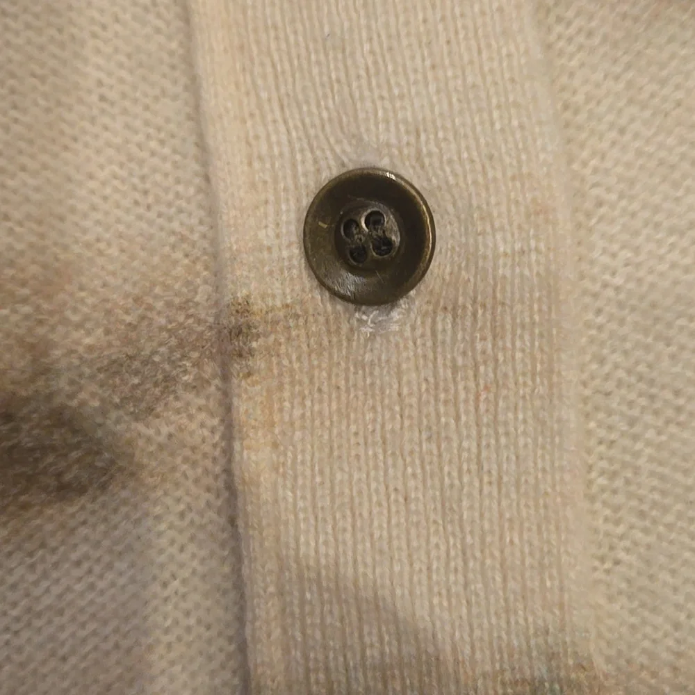 Anthropologie PILCRO Unique Cream/Olive Cashmere Cardigan Sweater - Picture 4 of 9